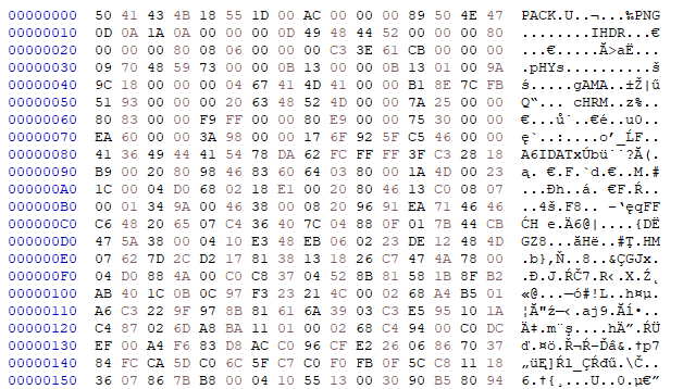 Pak in hex editor