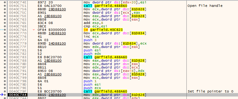 x64dbg after set file pointer